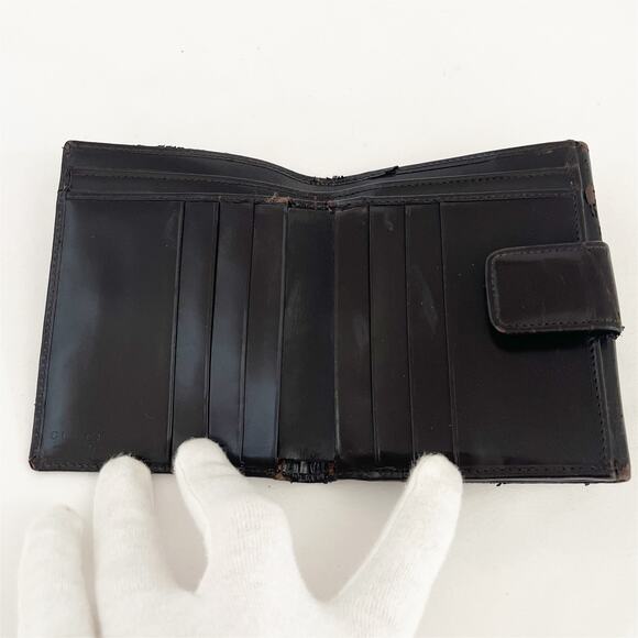 GUCCI GG Unisex Bifold Leather Wallet Vintage - Picture 6 of 12